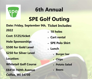 SPE UW-Stout Golf Outing Sept 9th @ Whitetail Golf Course